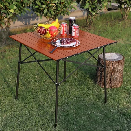 طاولة تخييم خشبية قابلة للطي – طاولة محمولة للحديقة والنزهات