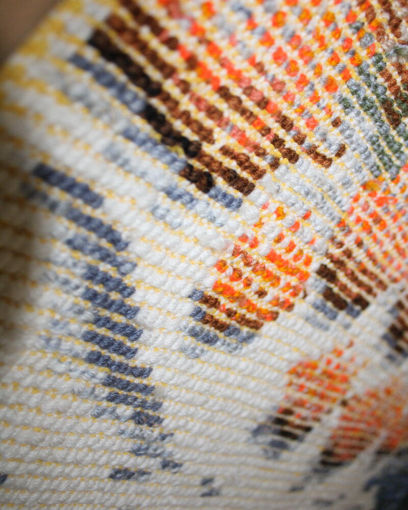 "Nature in Its White Garb" - Handwoven Artistic Tapestry Inspired by Moroccan Traditional Rug Weaving"