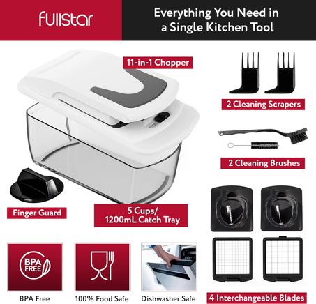 رامة خضروات - قطاعة شرائح حلزونية للخضراوات - فرامة بصل مع حاوية - فرامة طعام احترافية - قطاعة تقطع مكعبات وقطاعة عادية وقطاعة شرائح سوداء - 4 شفرات من فولستار