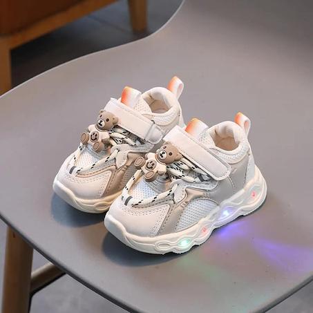 أحذية رياضية للأطفال ذكور و إناث أنيقة عصرية بإضاءة LED قابلة للتنفس