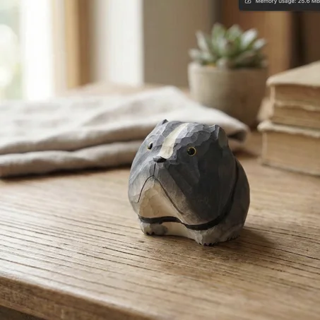 Hand-Carved Wooden Bulldog Sculpture