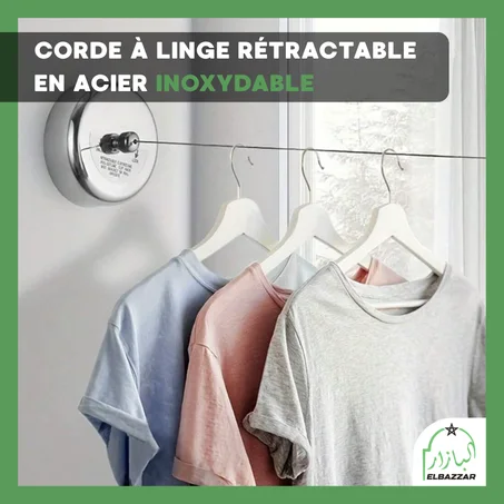 Corde à linge rétractable en acier inoxydable
