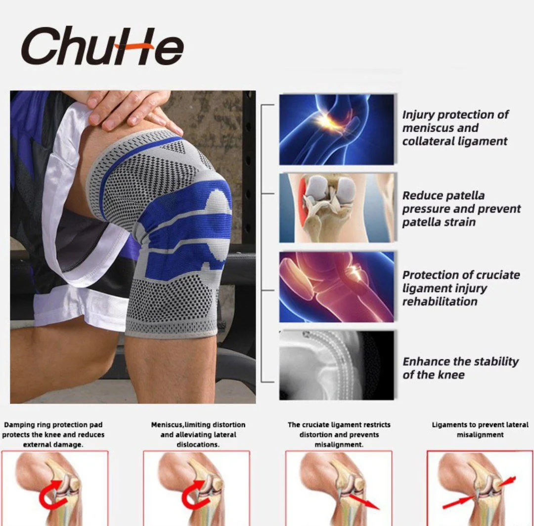 Basket Silicone Full Knee Brace حزام للركبة مزود بسليكون  لحماية الركبة