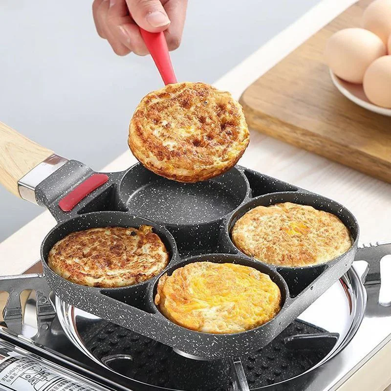 4 Hole Frying Pan Omelet Pan Non-stick Anti مقلات الكرانيت العجيبة 4في 1