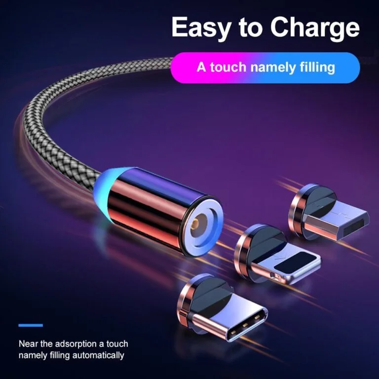gtwin câble magnétique 3 IN 1 usb C iphone (1m)  كابل شحن مغناطيسي كابل يتناسب مع جميع أنواع الهواتف
