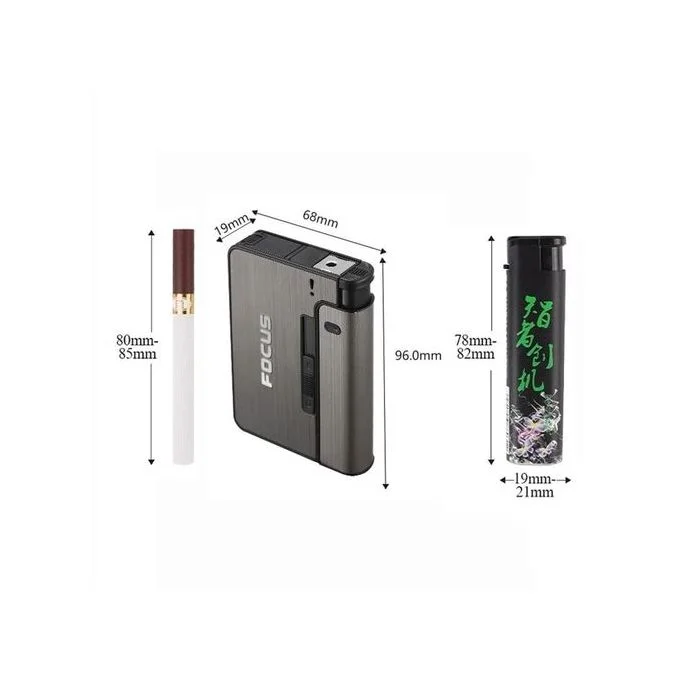 Focus Distributeur boite boitier étui 10 cigarettes avec briquet tempête