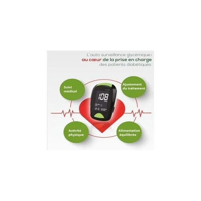 جهاز قياس السكر Diabcontrol Kit de Lecteur de Glycemie + 10 Bandelettes + 10 Lancettes