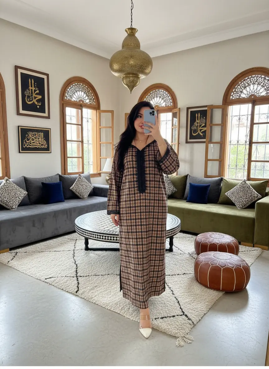 جلابة شتوية راقية… أناقة وفخامة فلقطة وحدة