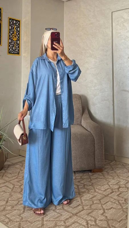 طقم أوفرسايز من جين التنسيل