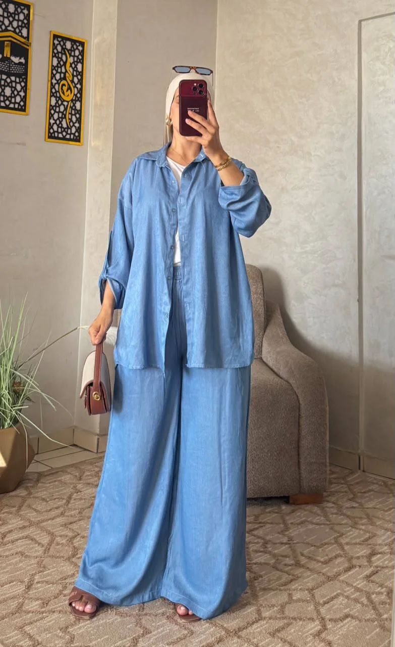 طقم أوفرسايز من جين التنسيل