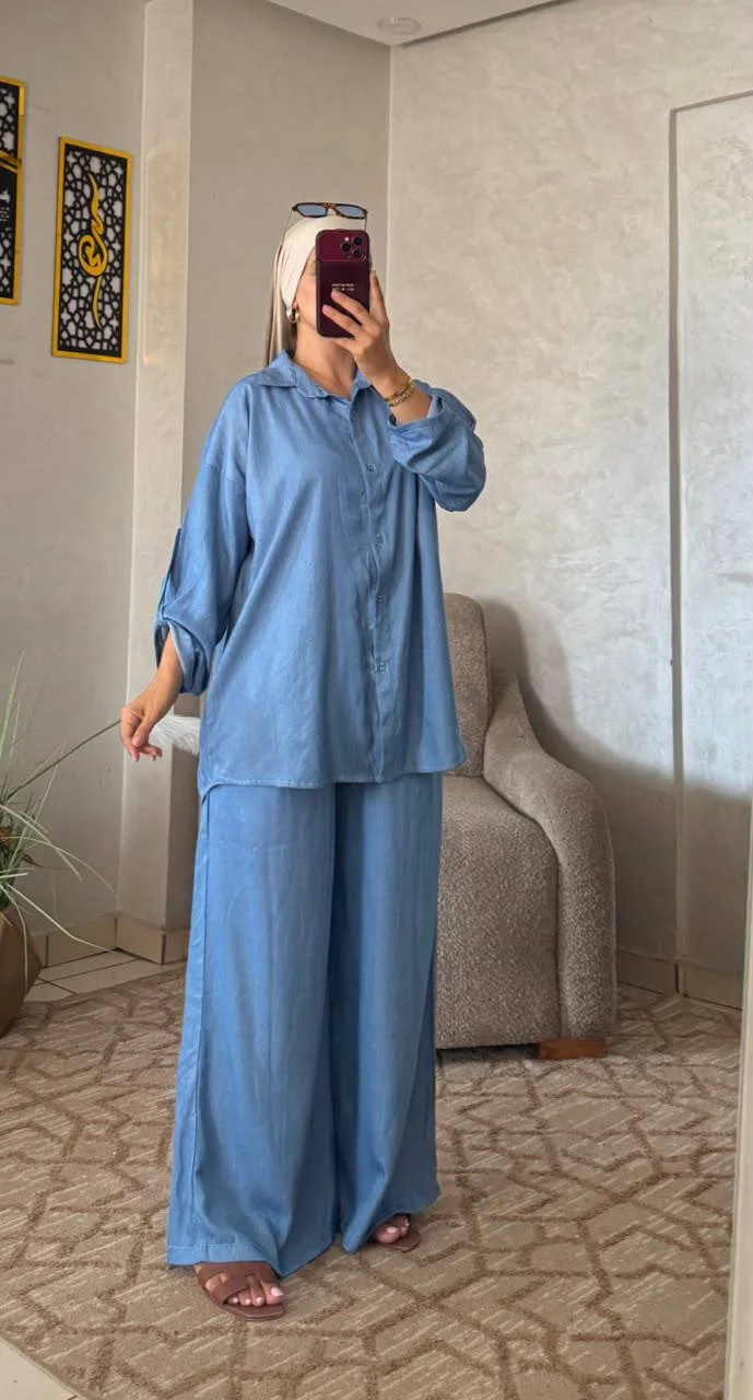 طقم أوفرسايز من جين التنسيل