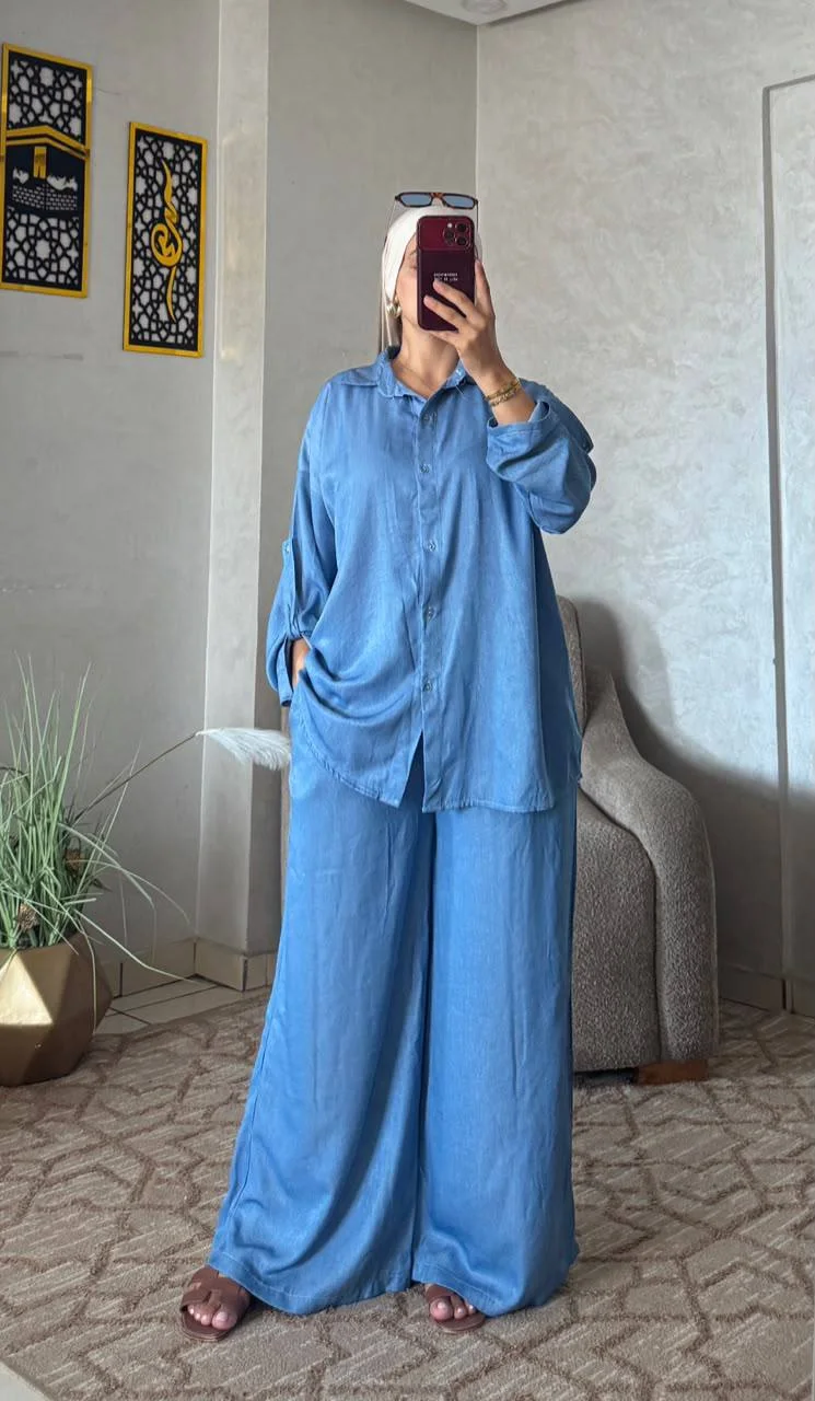 طقم أوفرسايز من جين التنسيل