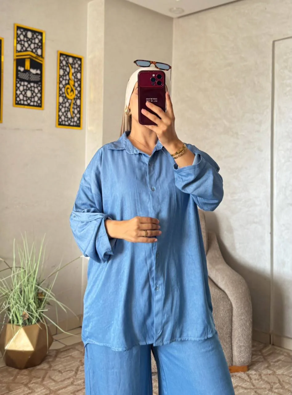طقم أوفرسايز من جين التنسيل