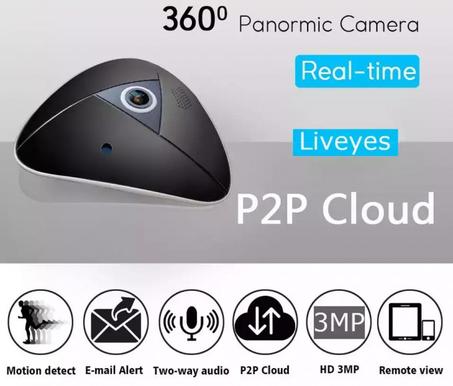 Caméra  Panoramique 360° Wifi - Vision Nocturne Full HD