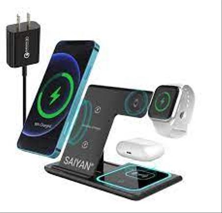 حامل شاحن لاسلكي قابل للطي من Yesido Ds13 4in1، 18 واط