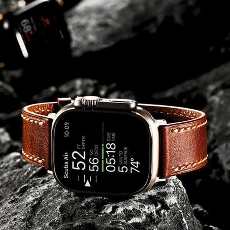 ساعة ذكية فخمة بتصميم أنيق وسوار جلدي كلاسيكي بمشبك راقٍ B