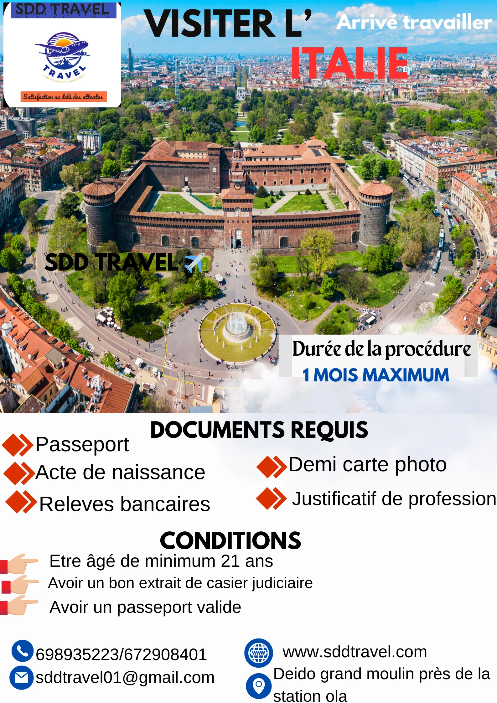 VISITER ITALIE  ARRIVER TRAVAILER
