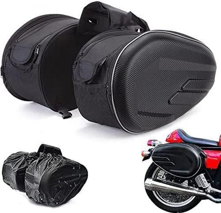 Sac de Selle Moto-Sacoche Cavaliere,Paire de sacoches latérales capacité Extensible-Noir