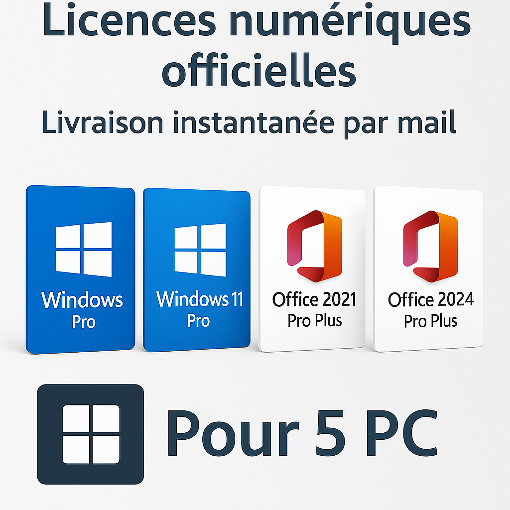 🔑 Licences Windows & Office – Pack pour 5 Postes