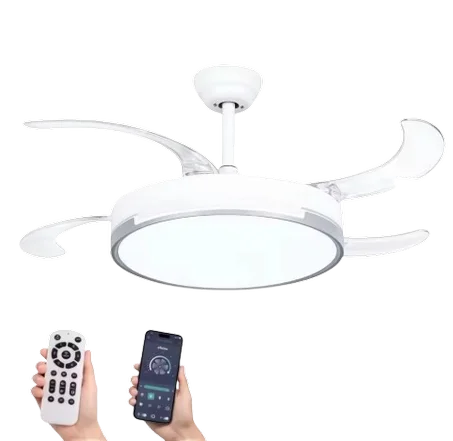 Ventilador de Techo Inteligente con Aspas Retráctiles y Plafón LED Avanzado