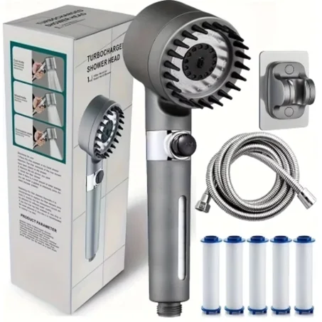 Alcachofa de Ducha de Alta Presión con Filtro 3 en 1 | Turbocargada, 3 Modos, Ahorro de Agua