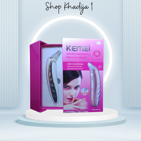 Kemei USB جهاز تنظيف المسام وامتصاص الرؤوس السوداء 4 في 1 مع شاحن KEMEI