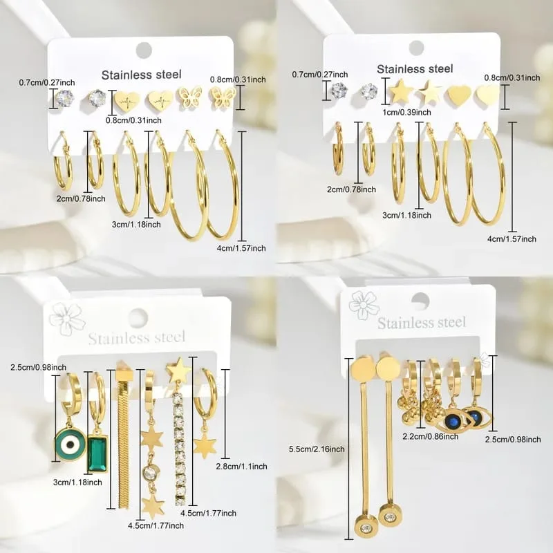Boucles d'Oreilles Pentacle – Acier Inoxydable 304 Plaqué Or