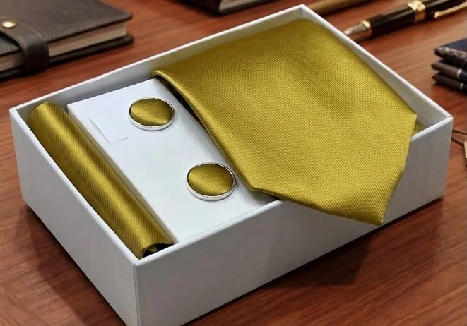 Coffret Accessoires Homme — (Cravate, Pochette & Boutons de Manchette)