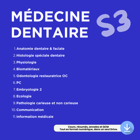 Programme Dentaire – Semestre S3