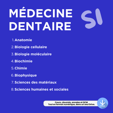 Programme Dentaire – Semestre S1