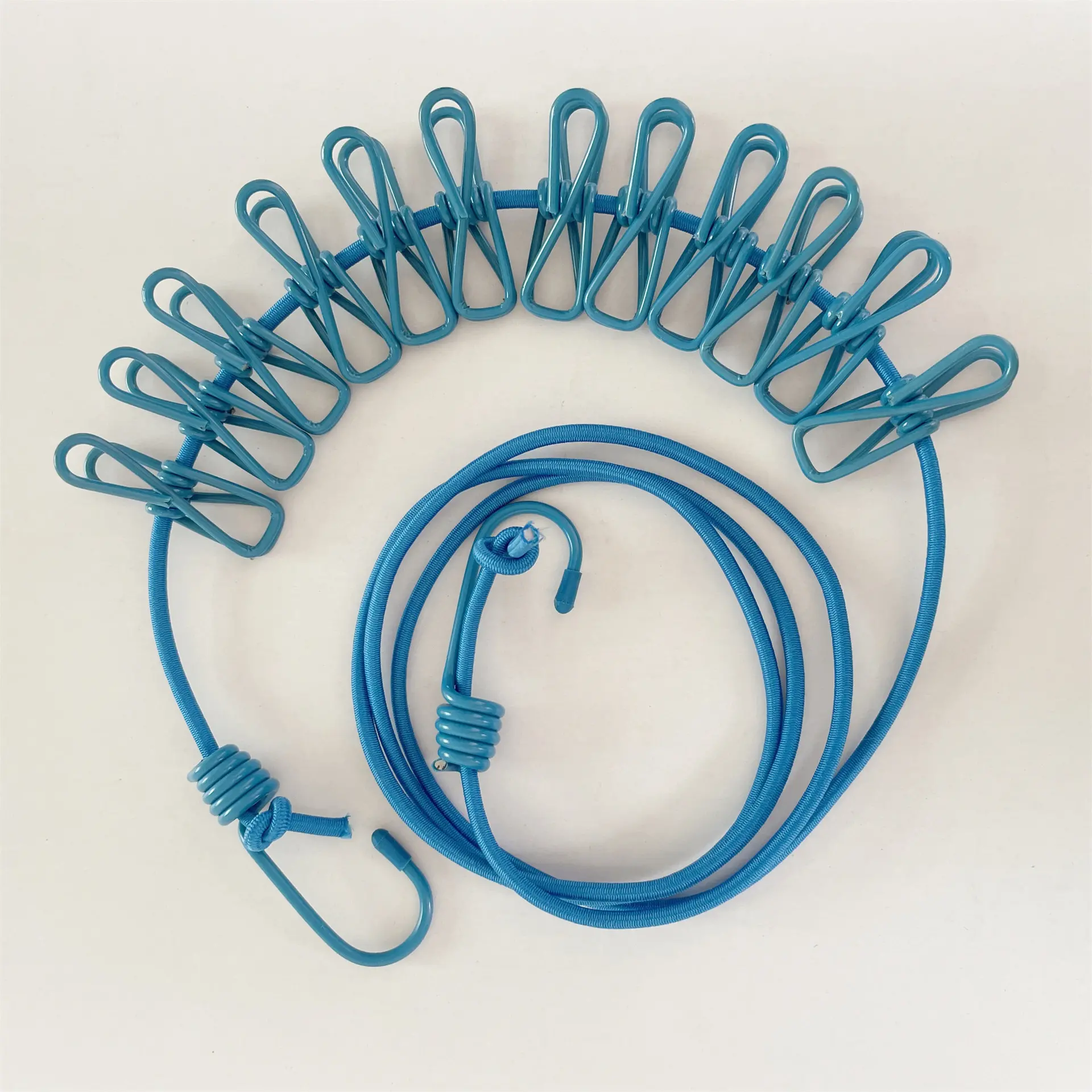 مجفّف غسيل قابل للطي ومحمول مع 12 مشبك ✅ حبل غسيل خارجي قابل للسحب لتجفيف وتعليق الملابس