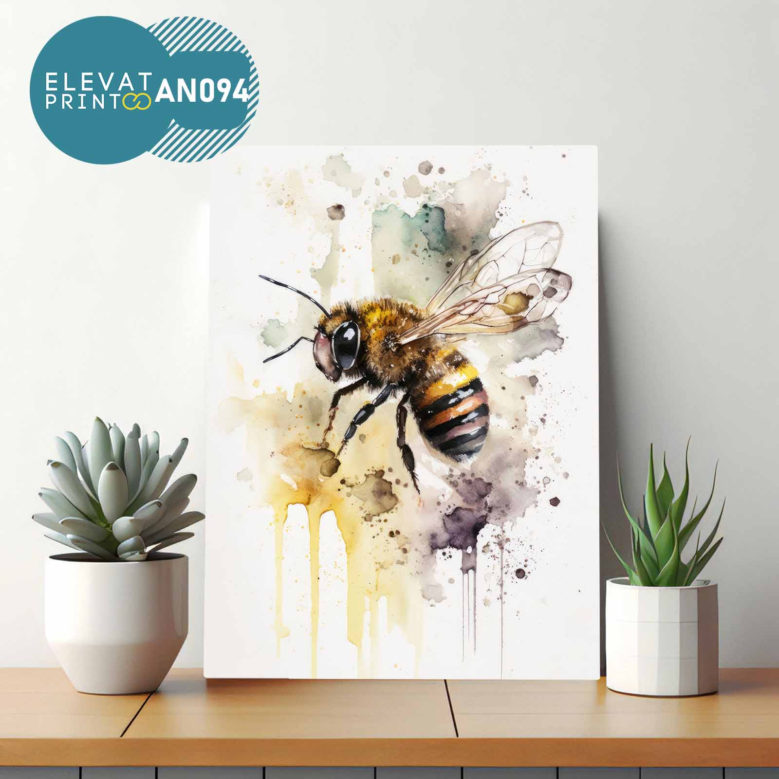 Tableau AN094 Aquarelle abeille bourdonnante