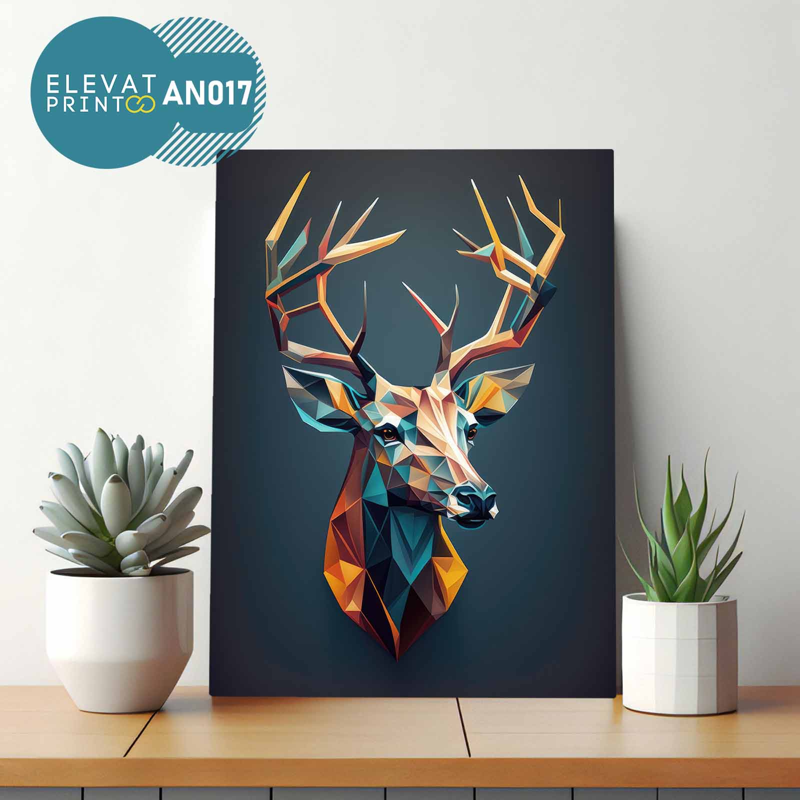 Tableau AN017 Cerf géométrique abstrait