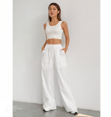 Boomin Drawstring Waist Wide Leg Pants