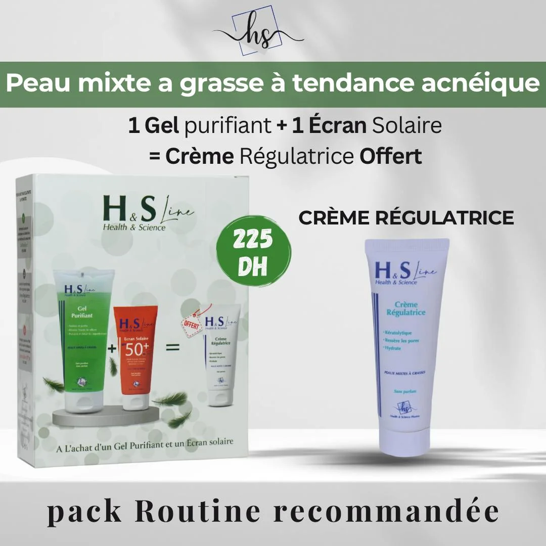 H&S Line Gel Purifiant 200ml + Ecran Solaire 50ml + Creme Regulatrice 50ml Pack