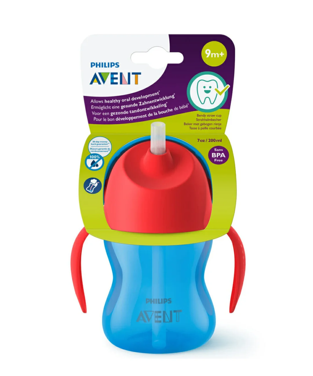 AVENT TASSE BLEU A PAILLE 200ML 9M+ SCF796/01