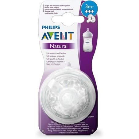 AVENT NATURAL 2 TETINES 3M+ MED FLOW SCF043/27
