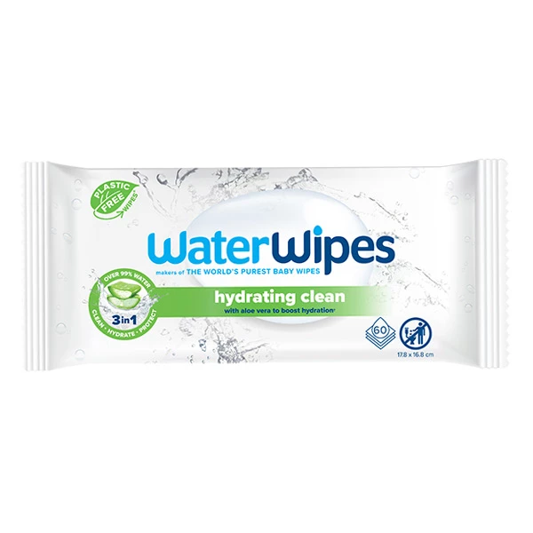 WATERWIPES LINGETTES HYDRATANTES NETTOYANTES * 48