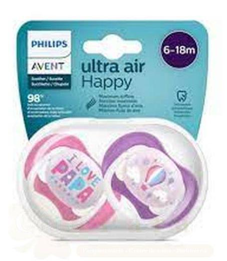 AVENT 2 SUCETTES ULTRA AIR HAPPY 0-6 GIRL/MAM/BFL SCF080/02