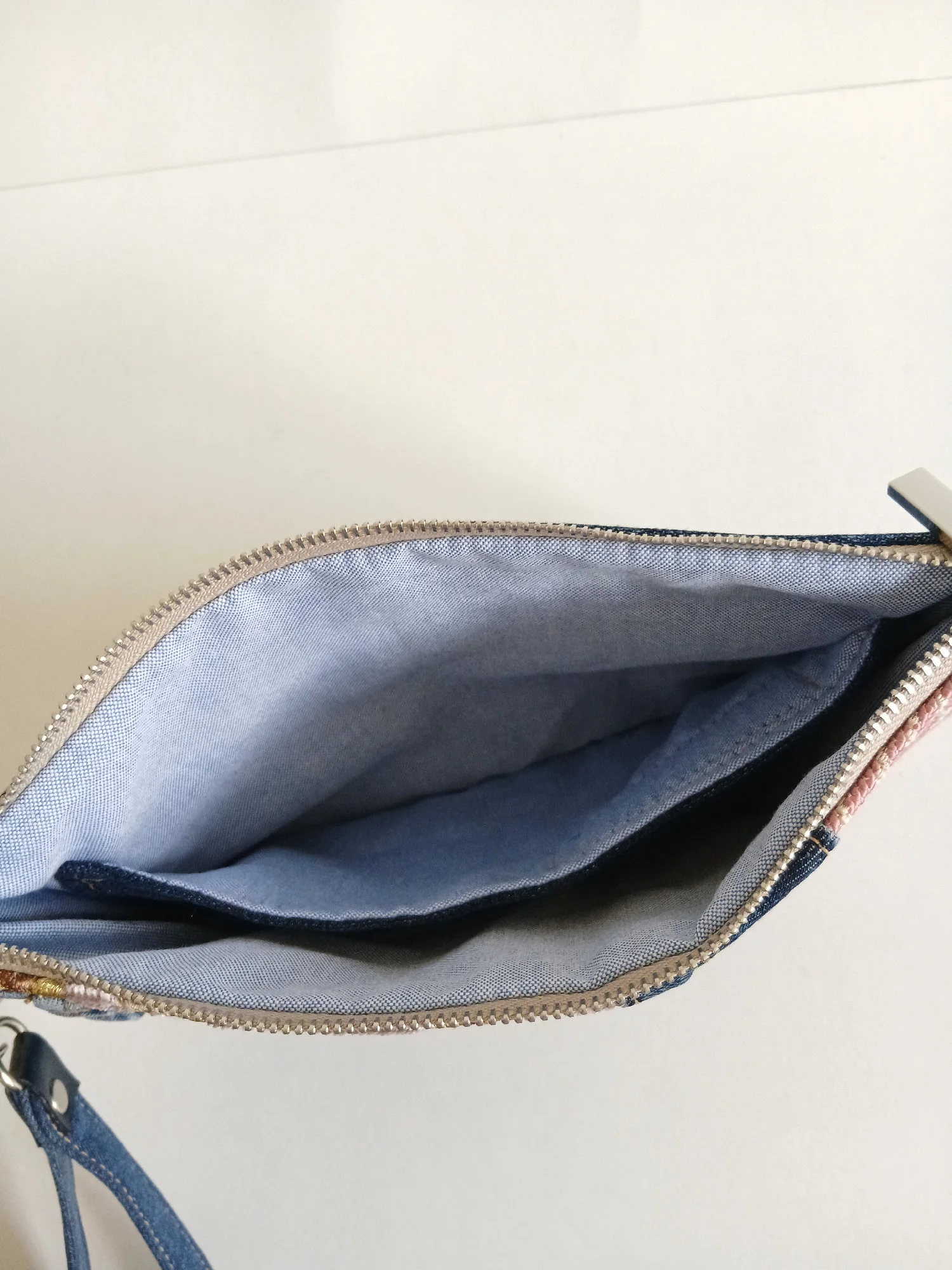 Pochette jeans/tissus marocains