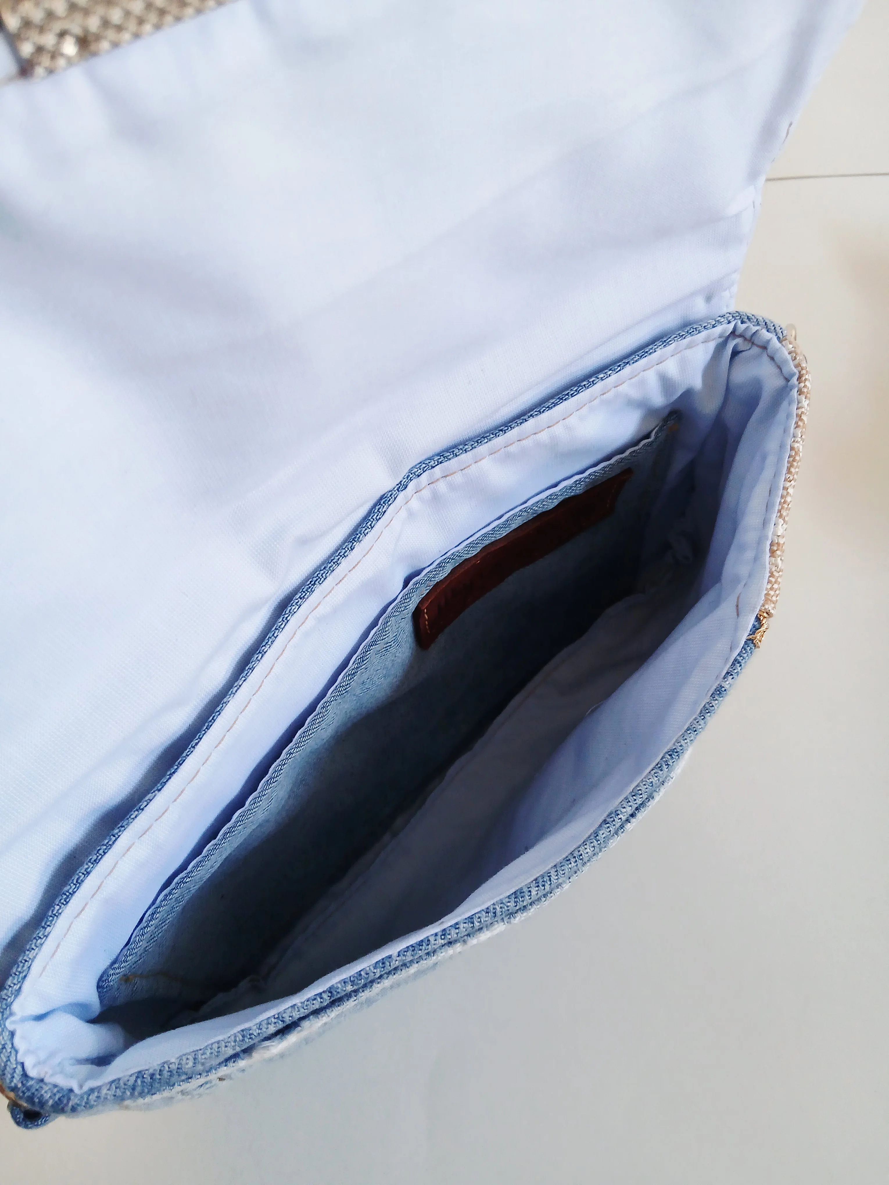 Sac bandoulière jeans et tissus marocains