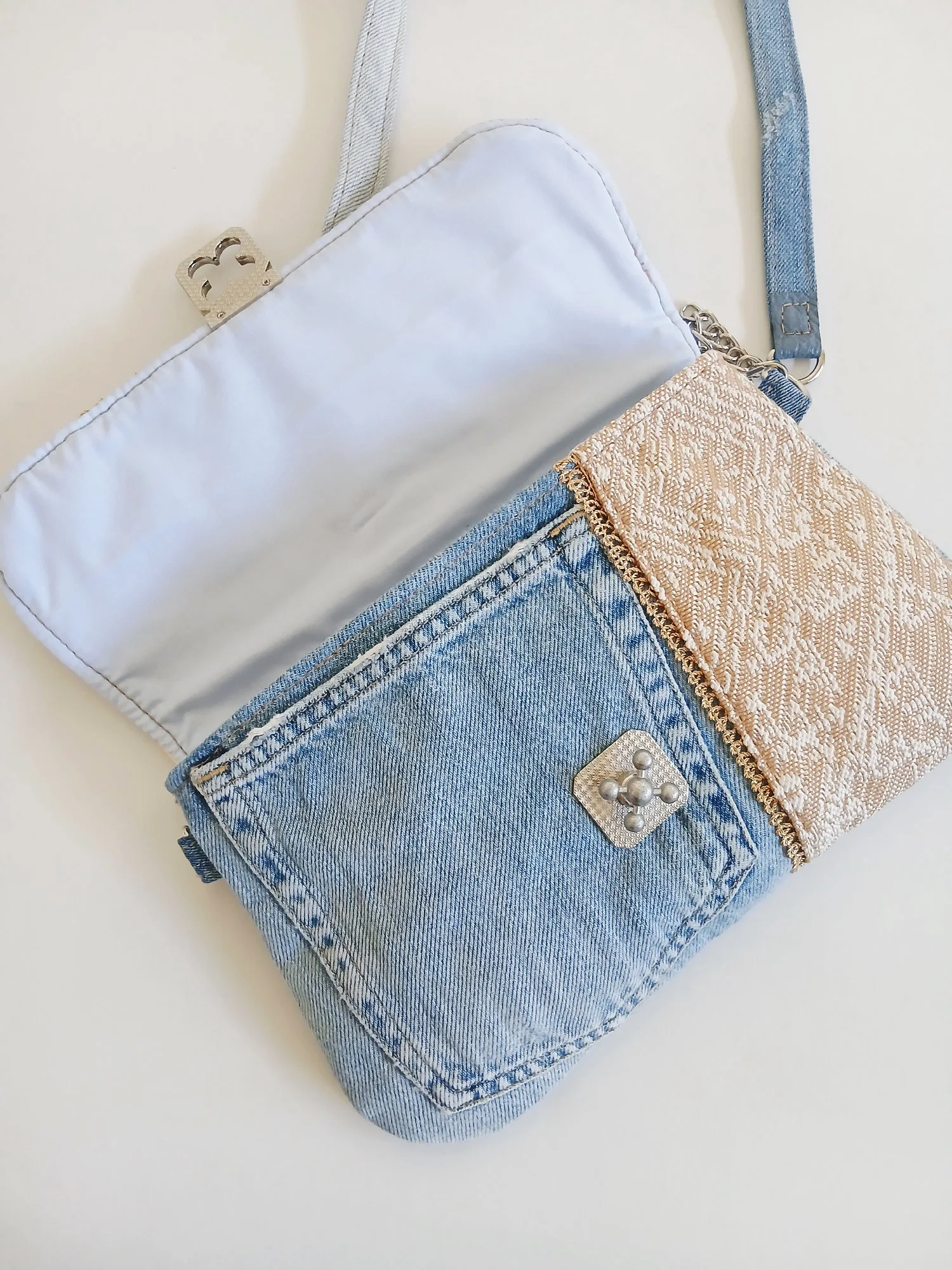 Sac bandoulière jeans et tissus marocains