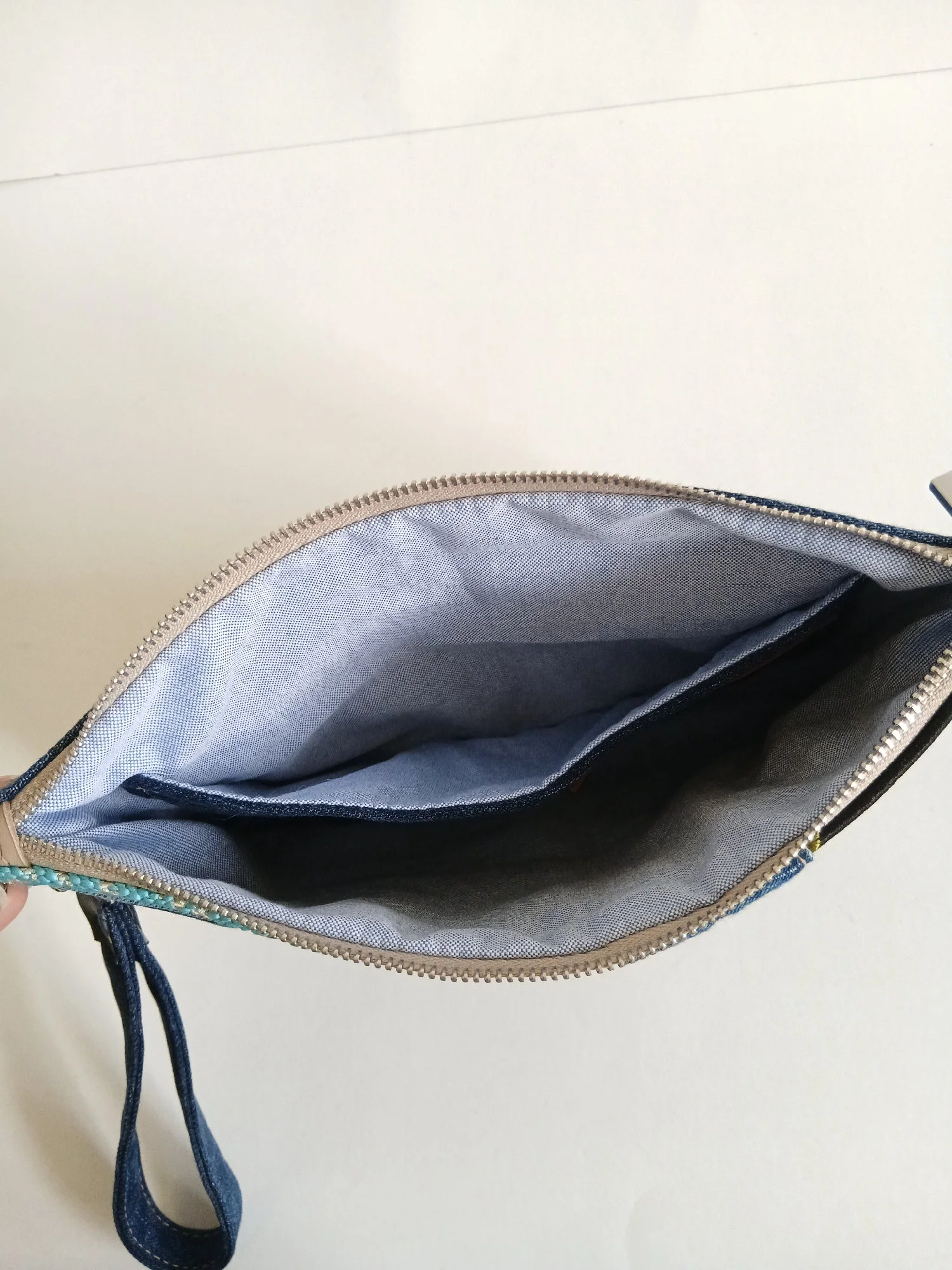 Pochette jeans/tissus marocains