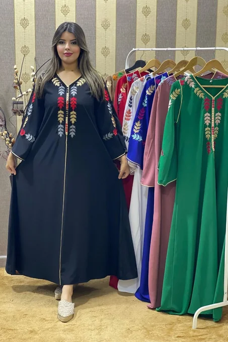 قفطان كريپ روزا كلوش بالطرز رباطي الاصيل