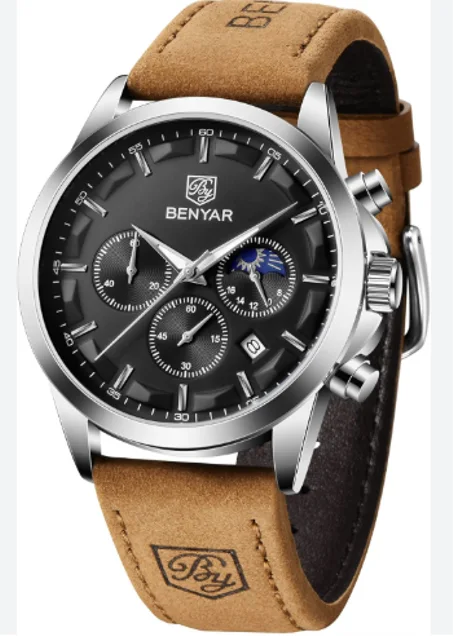 ساعة يد كرونوغراف رياضية مقاومة للماء للرجال من بينيار عسكرية متعددة الوظائف فاخرة عصرية كوارتز كلاسيك هدايا