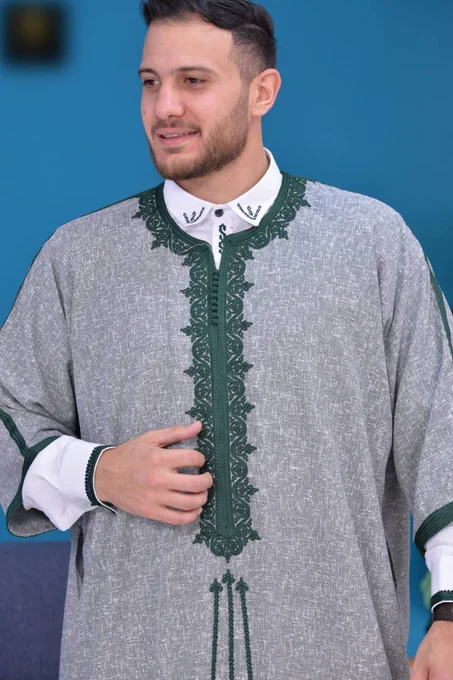 2PS كندورة متقونة ثوب لولان بلخراط