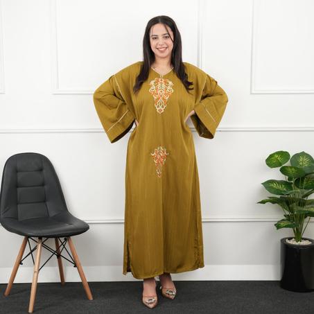 قندورة كريپ حرير   بالطرزة الرباطي