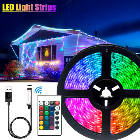 أشرطة إضاءة LED ذكية RGB 5050 مع مزامنة موسيقى وتحكم عن بعد