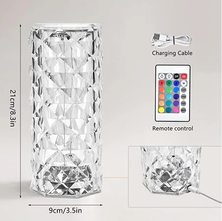 Lampe Magique En Cristal Rechargeable Sans Fil