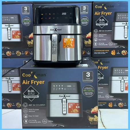 قلاية هوائية بدون زيت بسعة 8 لتر Cookman air fryer